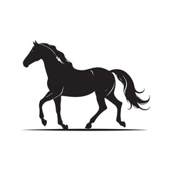 Black silhouette of a horse running gracefully
