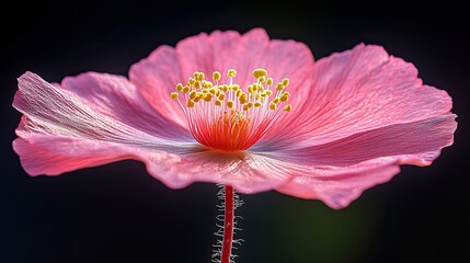Pink Poppy Flower Closeup.
