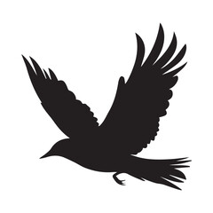 Black silhouette of a bird in flight wings spread