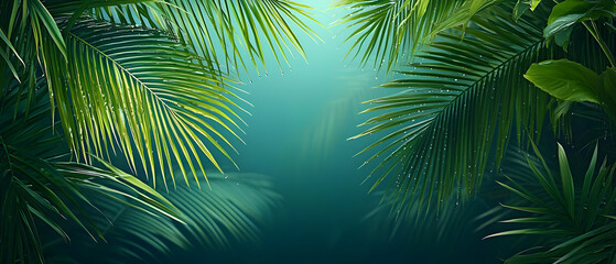 Tropical Lush Palm Leaves Background