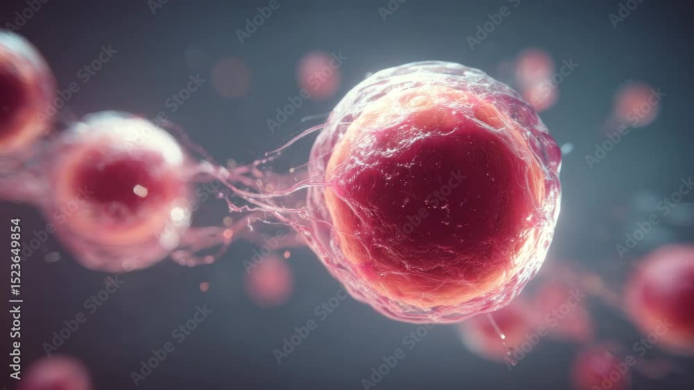 Aufkleber dynamic motion of red organic cells microscopic view of intricate structures in vibrant biological l