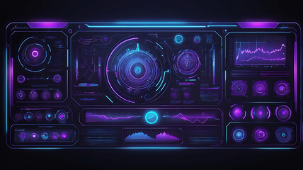 Fototapeta premium Futuristic Technology HUD Interface Neon Sci-Fi Digital Dashboard Design