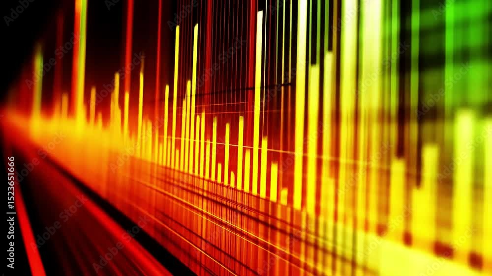 Poster abstract vibrant bar graph, showcasing dynamic data visualization with warm color palette