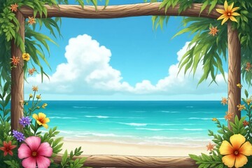 tropical beach with palm trees