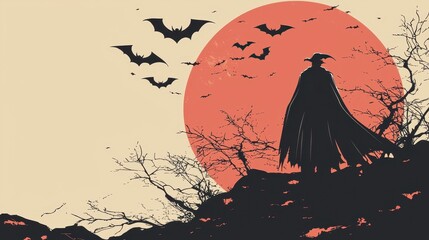 Minimalist Halloween Abstract Vampire Design