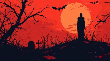 Minimalist Halloween Abstract Vampire Design