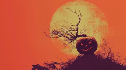 Abstract Minimalist Halloween Pumpkin Silhouette