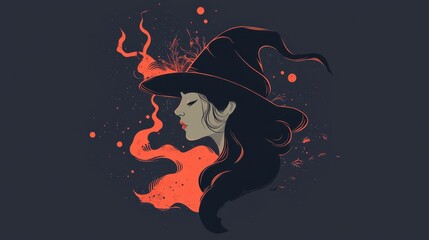 Halloween Minimalist Witch with Abstract Elements