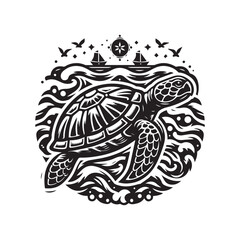 turtle logo, editable vector image