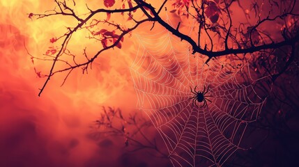 Halloween Minimalist Abstract Spider Web Design