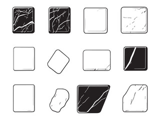 Marble Countertop Ultra Minimalist 2D Line Art Set 