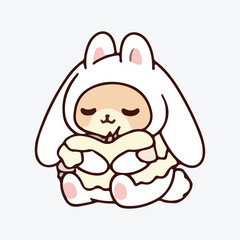 Fototapeta premium Adorable Bunny in Cozy Outfit Cute Cartoon Illustration
