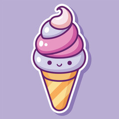 Adorable Cartoon Ice Cream Cone Sweet Treat Illustration