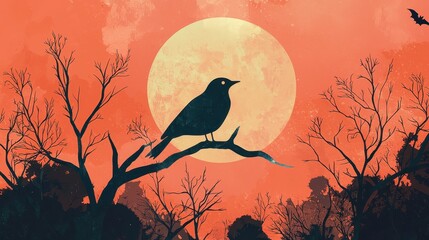 Halloween Abstract Minimalist Art for Web Design