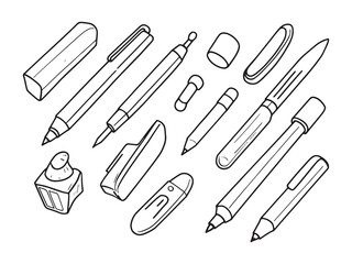 Marker Ultra Minimalist 2D Line Art Set 
