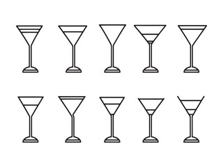 Martini Glass Ultra Minimalist 2D Line Drawing