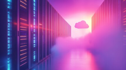 Cloud data center technology virtual environment digital infrastructure futuristic aesthetic perspective viewpoint