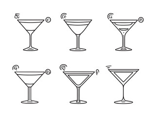 Martini Glass Clean 2D Line Art Design