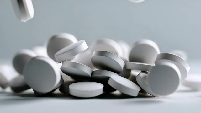 Weight loss drugs concepts ,Dynamic Arrangement of Black and White Round Tablets Showcasing Health and Pharmaceutical Motion