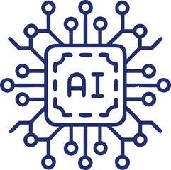 "Artificial Intelligence Chip Icon – AI Processor Circuit Symbol for Technology and Innovation"