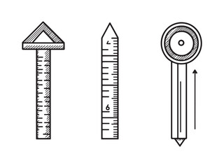 Metal Ruler Minimalist 2D Line Art Set 