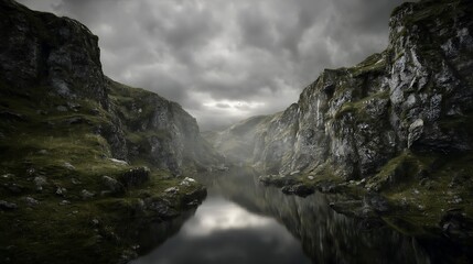 Fototapeta premium Reflections in a mountain valley lake