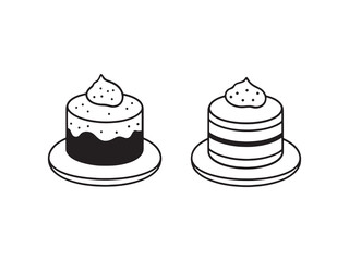 Mini Cake Ultra Minimalist 2D Line Art Set 