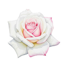 white with pink shade watercolor rose