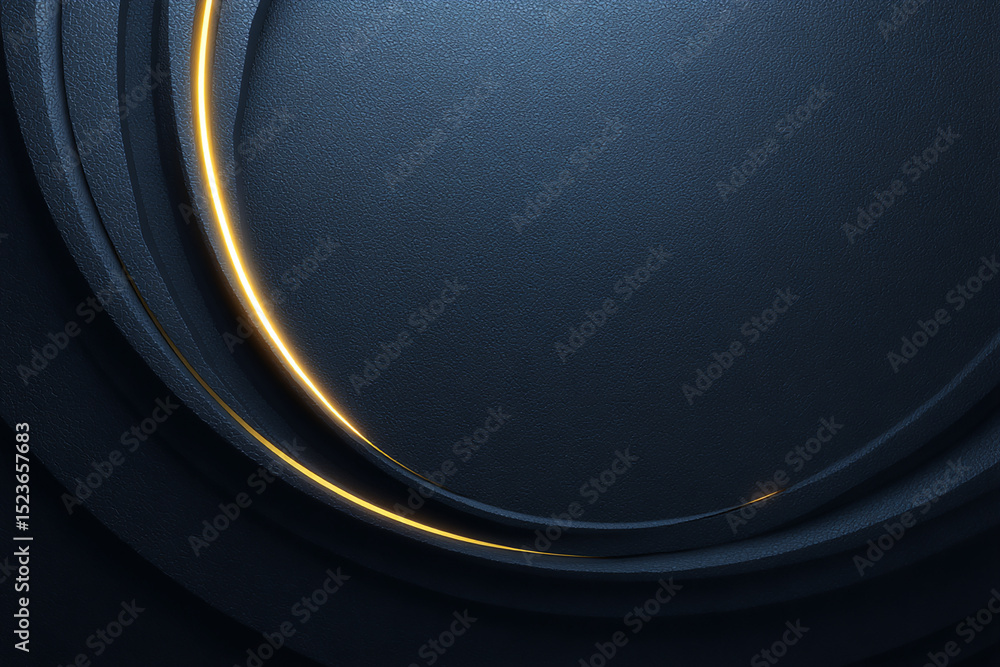 Poster textured gray concentric circles with glowing yellow ring abstract background for modern design and 