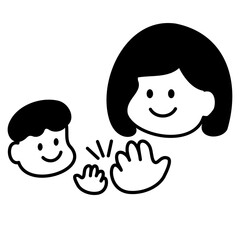 手をタッチさせる親子のイラスト