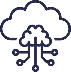 Futuristic Cloud AI Icon – Neural Network & Cloud Computing Vector