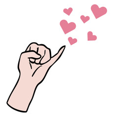 小指と愛を表現する手のジェスチャーイラスト　ベクター 手書きベクター　カラー