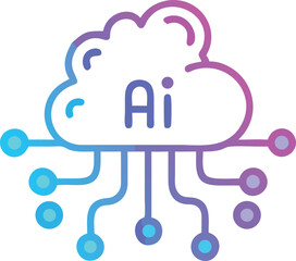 Futuristic Cloud AI Icon – Neural Network & Cloud Computing Vector