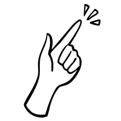 ひらめきや発見を表現する手のジェスチャーイラスト　手書き　ベクター黒