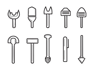 Mortise Chisel Ultra Minimalist 2D Line Art Set 