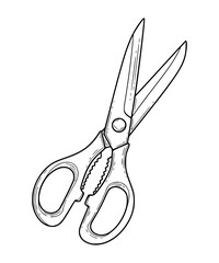 Kitchen Scissors Line Art