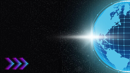 Obraz premium background with a space theme and technological progress packaged in a modern way showing the shape of the earth in a package of technological progress in outer space 