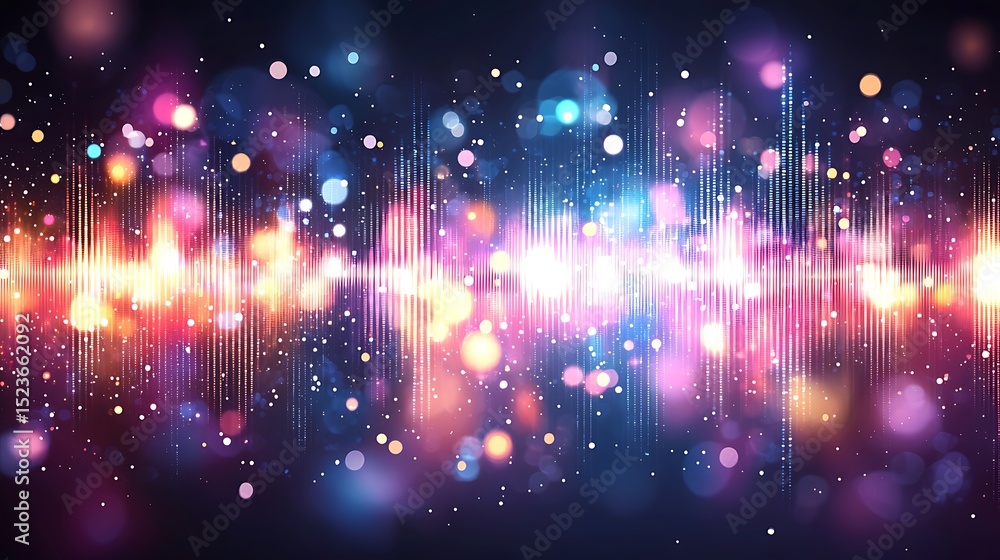 Poster vibrant audio waveform display digital space graphic design colorful background abstract view sound 