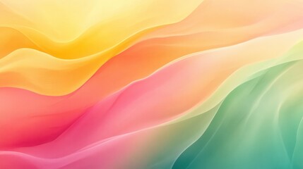 Fototapeta premium Abstract Pastel Waves: A Serene Visual Symphony of Yellow, Pink, and Green Hues