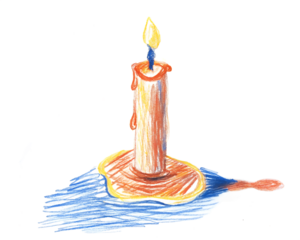 Child's Drawing of a Candle with Melted Wax