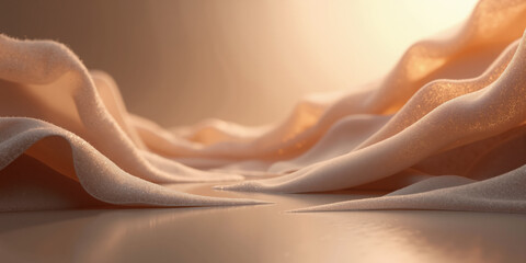 An elegant abstract design in mocha, musse, with accents of soft bronze and pale taupe creates a sophisticated, serene atmosphere.