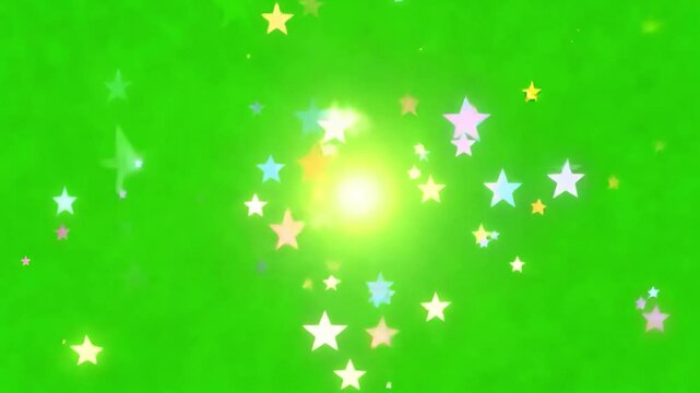 Dancing Stars and Glow: A celestial ballet of multicolored stars dances around a radiant central glow, painting a vivid scene.