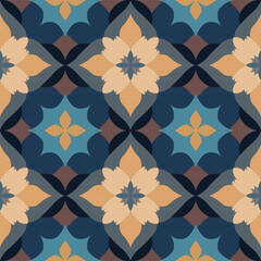 Wallpaper seamless geometric pattern, naval floral pattern, sea flowers vector pattern