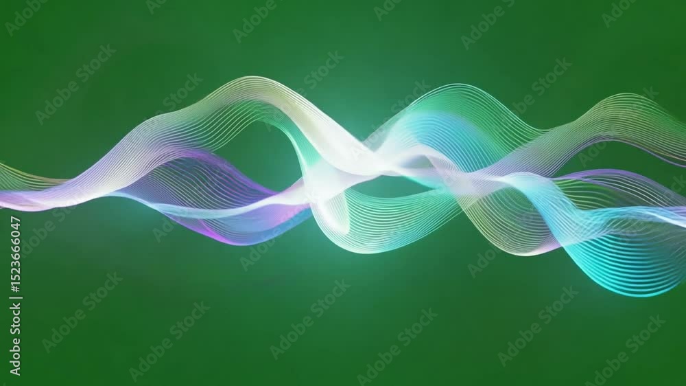 Poster abstract soundwave: an elegant abstract representation of a soundwave in a fluid, ethereal form agai