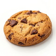Golden Brown Chocolate Chip Cookie Isolated on White, Bakery, Dessert