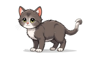 Obraz premium Cute cat cartoon isolated on whte