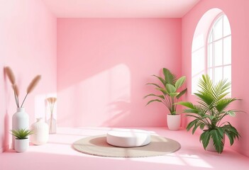 Soft pink backdrop, minimalist room for product photography, blush, minimal