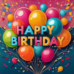 happy birthday card with balloons