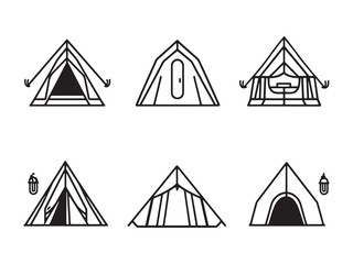 Tent Door Ultra Minimalist 2D Line Art 