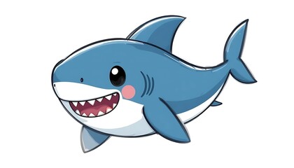 Obraz premium funny shark cartoon isolated on white background